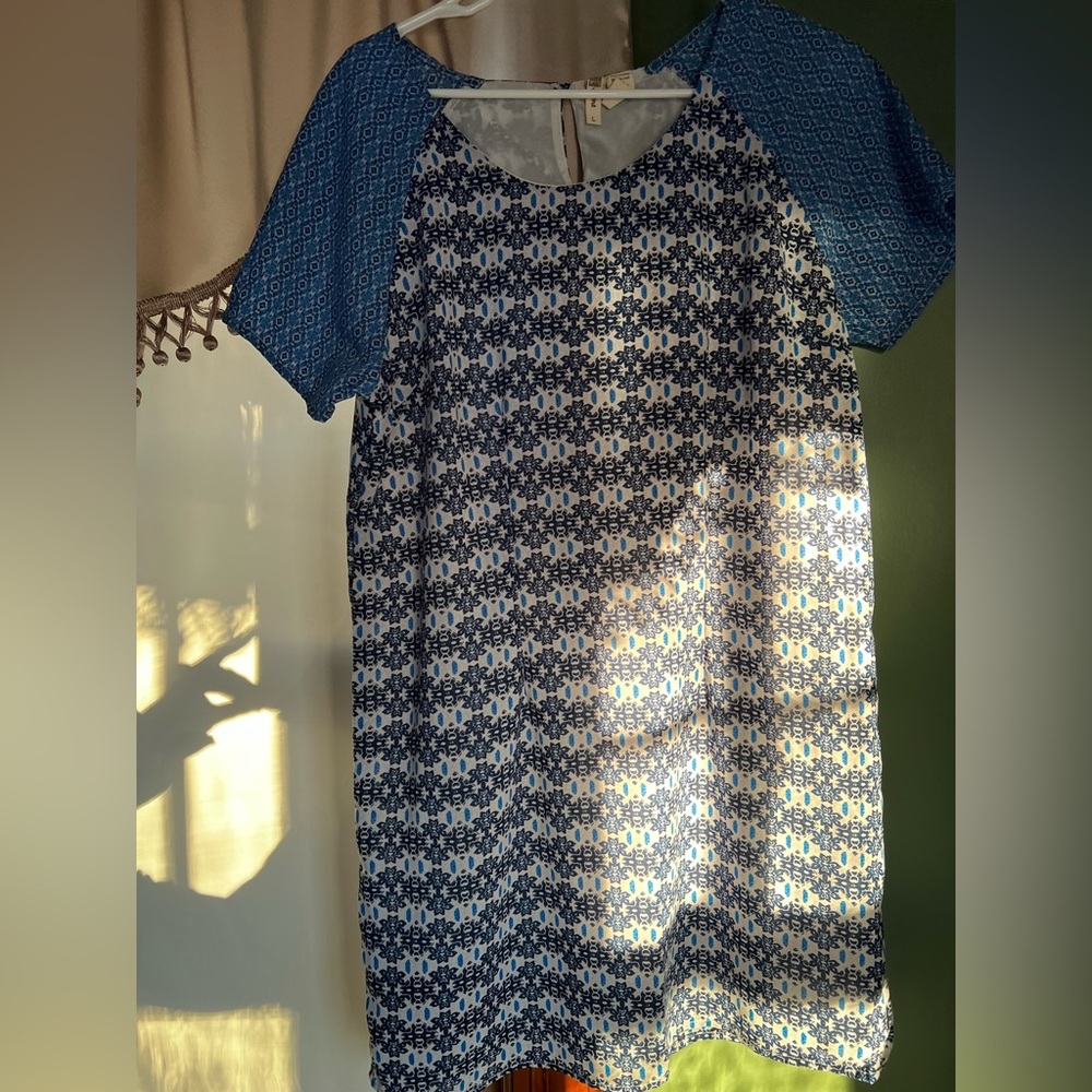 Two tone blue swing dress